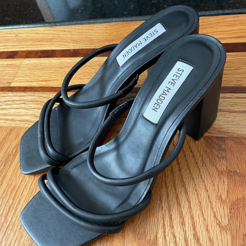 Steve Madden Black Strappy Heels